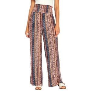 WOMENS THREE DOTS PRINTED WIDE LEG PULL ON PANT size Large